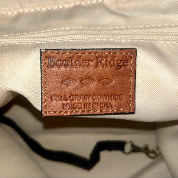 Vintage Boulder Ridge Full Grain Cowhide Leather Large Brown Tote Shoulder Bag - Picture 5 of 14